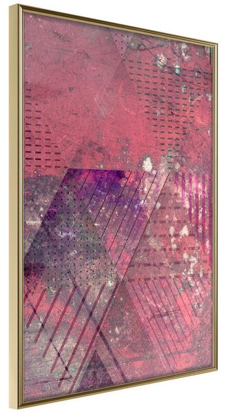 Inramad Poster / Tavla - Pink Patchwork III - 30x45 Guldram