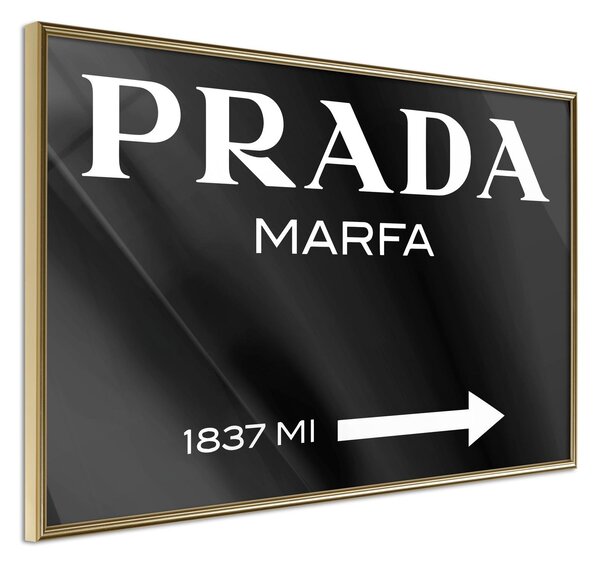 Inramad Poster / Tavla - Prada (Black) - 60x40 Guldram
