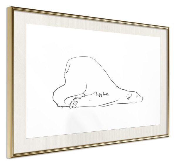 Inramad Poster / Tavla - Resting Polar Bear - 45x30 Guldram med passepartout