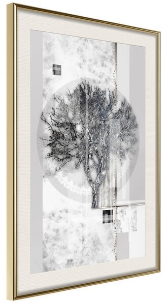 Inramad Poster / Tavla - Sign of Winter - 20x30 Guldram med passepartout