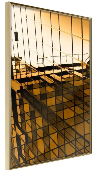 Inramad Poster / Tavla - Steel and Glass (Yellow) - 20x30 Guldram