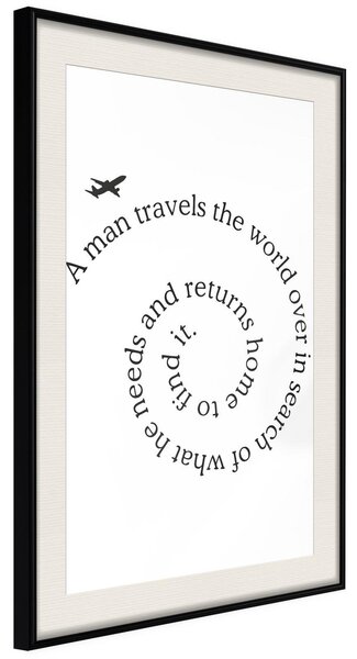 Inramad Poster / Tavla - Travel Broadens the Mind - 20x30 Svart ram med passepartout