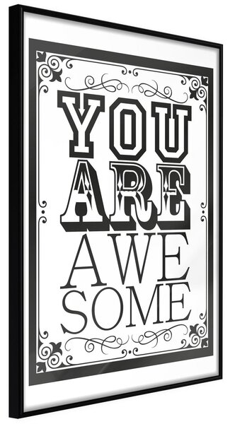 Inramad Poster / Tavla - You Are Awesome - 20x30 Svart ram