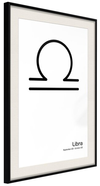 Inramad Poster / Tavla - Zodiac: Libra II - 20x30 Svart ram med passepartout