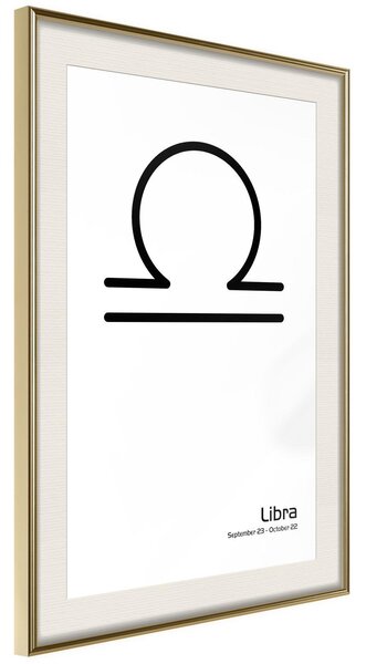 Inramad Poster / Tavla - Zodiac: Libra II - 20x30 Guldram med passepartout