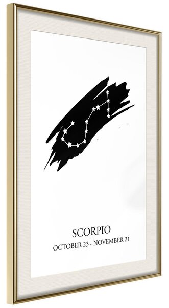 Inramad Poster / Tavla - Zodiac: Scorpio I - 20x30 Guldram med passepartout