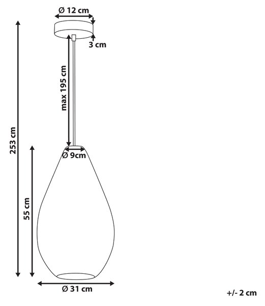 Hängande lampa Svart Bomull Rep Bur Skärm Japandi Naturlig Stil Beliani