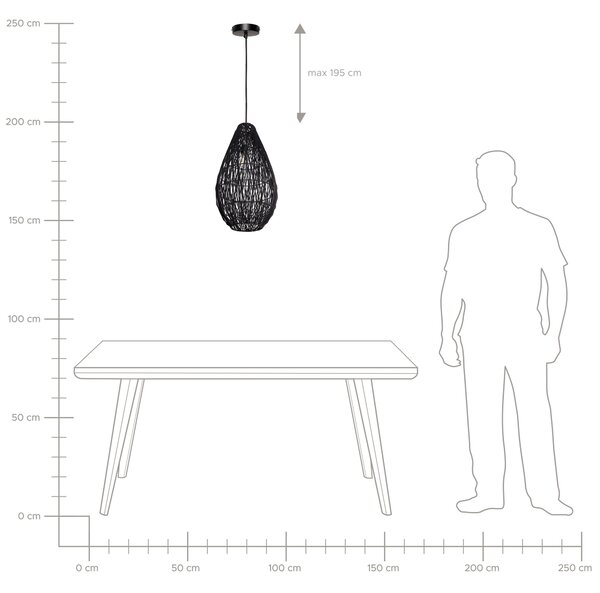 Hängande lampa Svart Bomull Rep Bur Skärm Japandi Naturlig Stil Beliani