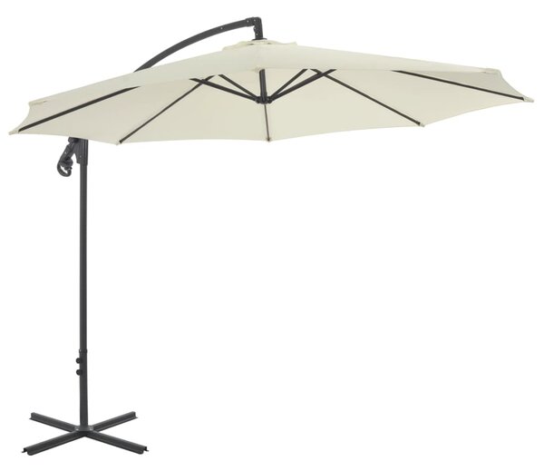 Frihängande parasoll med stålstång 300 cm sand