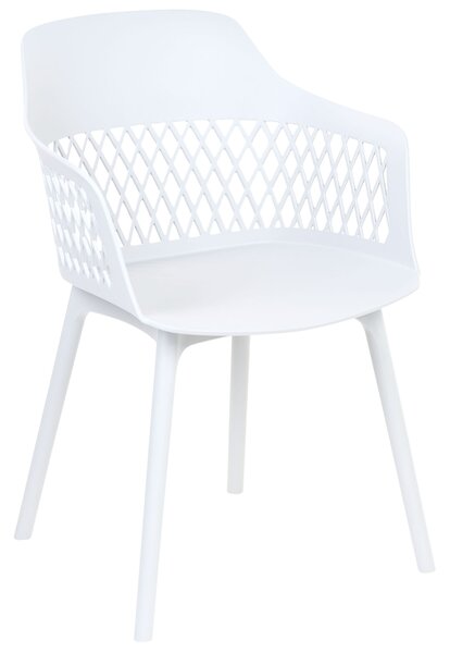 Set om 2 matstolar Vit syntetisk sits Vita ben Minimalistisk design Ryggstöd Modern Skandinavisk Beliani