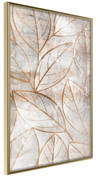 Inramad Poster / Tavla - Copper Leaves - 30x45 Guldram