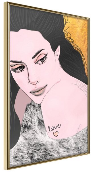 Inramad Poster / Tavla - Love Tattoo - 30x45 Guldram