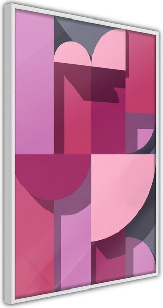 Inramad Poster / Tavla - Pink Geometry - 40x60 Vit ram
