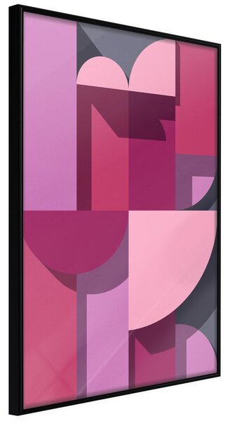 Inramad Poster / Tavla - Pink Geometry - 20x30 Svart ram
