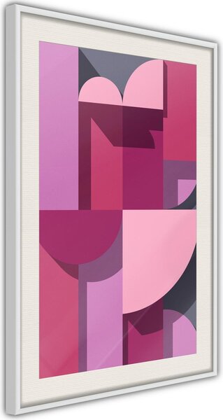 Inramad Poster / Tavla - Pink Geometry - 20x30 Vit ram med passepartout