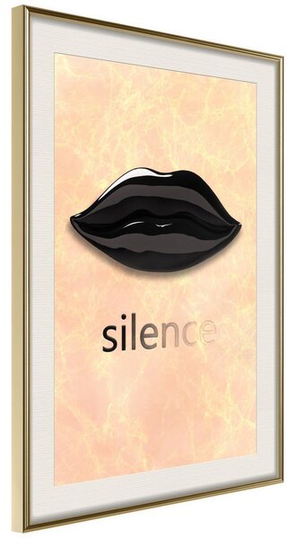 Inramad Poster / Tavla - Silent Lips - 40x60 Guldram med passepartout