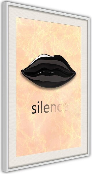 Inramad Poster / Tavla - Silent Lips - 40x60 Vit ram med passepartout