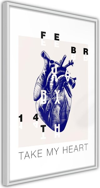 Inramad Poster / Tavla - Valentine's Day - 20x30 Vit ram