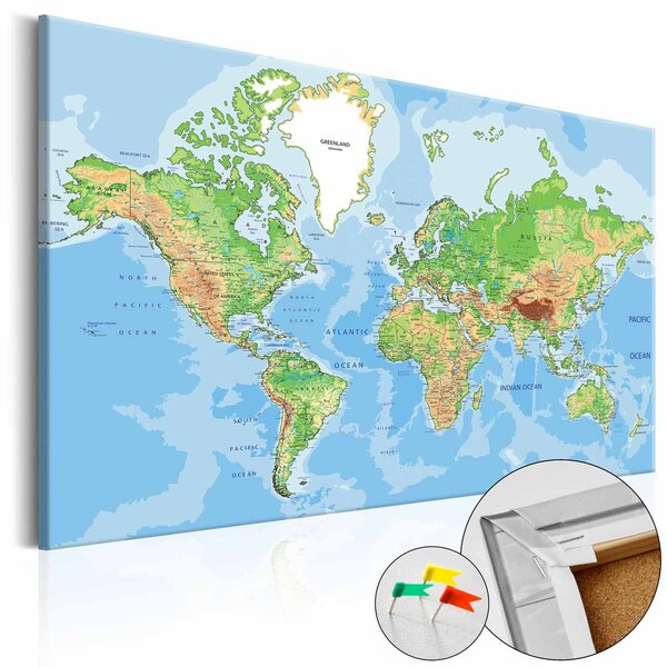 ARTGEIST World Geography världskarta bild - flerfärgat tryck på kork 60x40