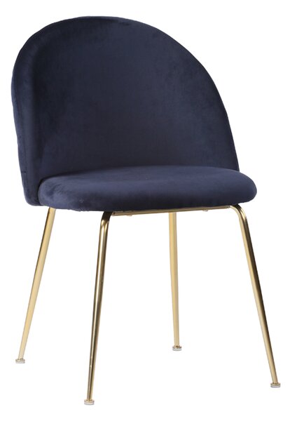 HOUSE NORDIC Geneve matbordsstol - blå / mässing velour / stål