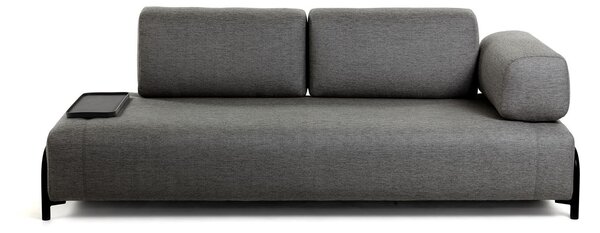 LAFORMA Compo 3-sits Soffa med Liten Bricka - Mörkgrått Tyg och Metall