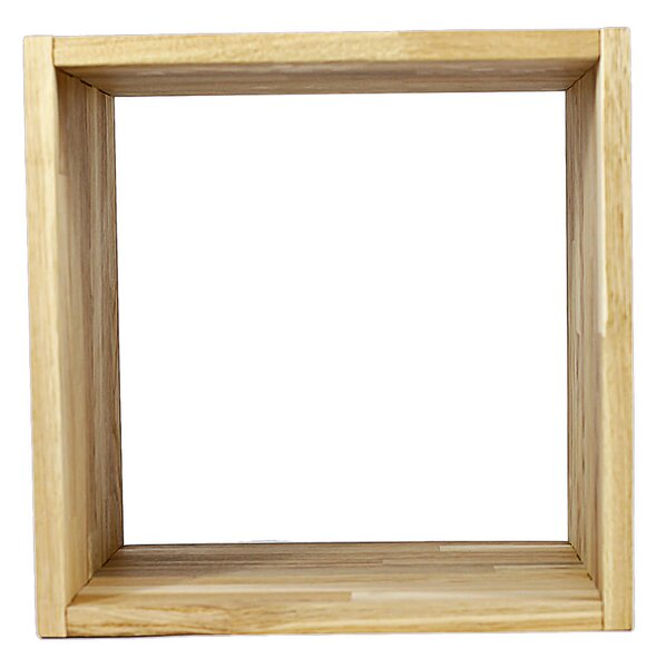 NOCNOI Puzzle fyrkantig bokhylla, med 1 fack - massiv oljad ek, för vägg/golv