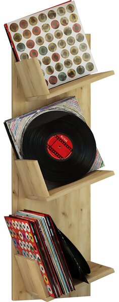 VCM NORDIC Sulda LP vägghylla, med plats för 100 LP-skivor - natur trä
