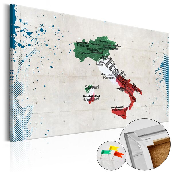 ARTGEIST Italy - Karta över Italien tryckt på kork - Flera storlekar 60x40