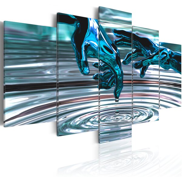 ARTGEIST - Abstrakt bild av händer som gör cirklar i vattnet tryckt på duk - Flera storlekar 200x100