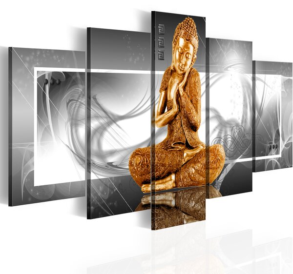 ARTGEIST Buddhist prayer - Mediterande Buddha i guld tryckt på duk - Flera storlekar 200x100