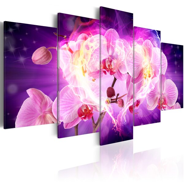 ARTGEIST Powerful love - Bild av orkidé med plasmaeffekt tryckt på duk - Flera storlekar 100x50
