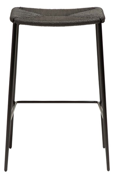 DAN-FORM Stiletto barstol, med fotstöd - svart papperssnöre och svart metall