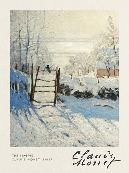 Konsttryck The Magpie - Claude Monet, (30 x 40 cm)
