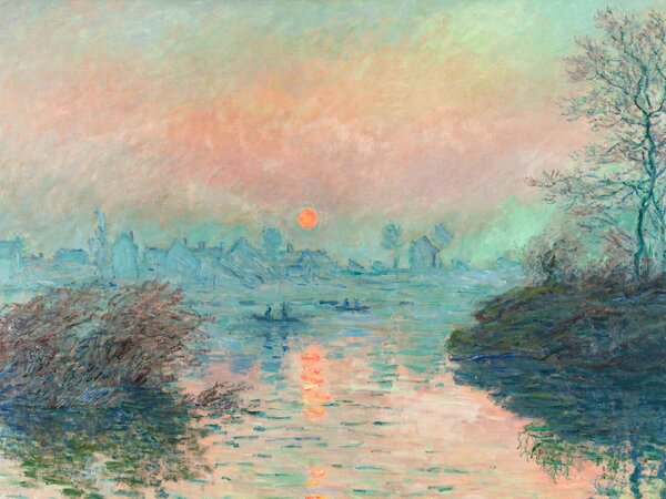 Konsttryck Setting Sun on the Seine - Claude Monet, (40 x 30 cm)