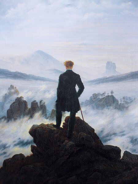 Konsttryck Wanderer Above the Sea Fog (Vintage Masterpiece) - Caspar David Friedrich, (30 x 40 cm)