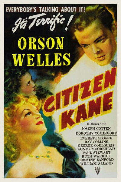 Konsttryck Citizen Kane, Orson Welles (Vintage Cinema / Retro Movie Theatre Poster / Iconic Film Advert), (26.7 x 40 cm)