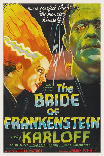 Konsttryck The Bride of Frankenstein (Vintage Cinema / Retro Movie Theatre Poster / Horror & Sci-Fi), (26.7 x 40 cm)