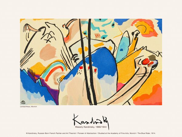 Konsttryck The Blue Rider (Vintage Cat Abstract) - Wassily Kandinsky, (40 x 30 cm)