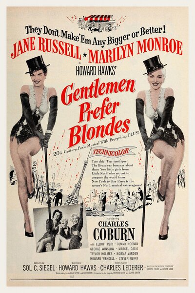 Konsttryck Gentlemen Prefer Blondes / Marilyn Monroe (Retro Movie), (26.7 x 40 cm)