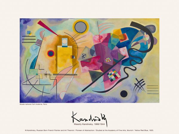 Konsttryck Yellow, Red, Blue (Vintage Abstract) - Wassily Kandinsky, (40 x 30 cm)