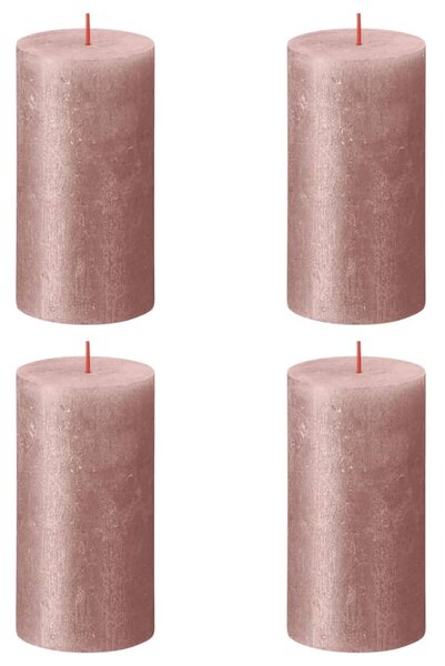Bolsius Blockljus Shimmer 4-pack 130x68 mm rosa