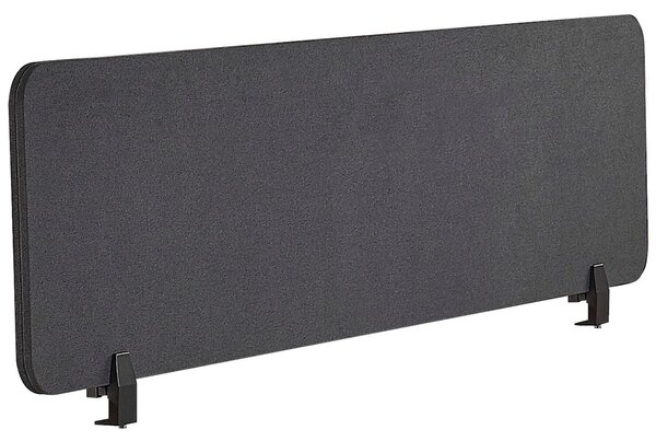 Skrivbordsskärm Avskärmning Mörkgrå PET-tyg 160 x 40 cm Modulära Fästklämmor Hemmakontor Beliani
