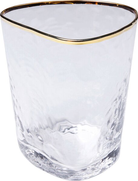 KARE DESIGN Hommage vattenglas, med struktur och guldkant, handgjort - klart glas