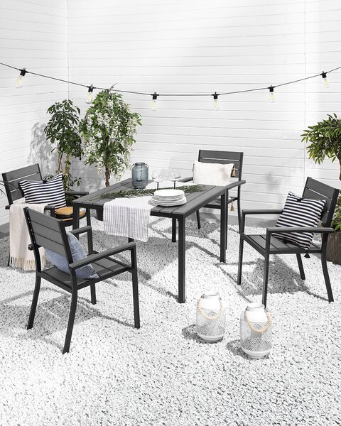 Trädgårdsstol 4 st Grå Träplast Aluminiumram Patio Modern Beliani