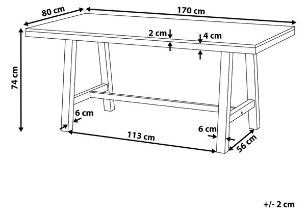 Trädgårdsbord Akaciaträ och Vita Ben 170 x 80 cm Utomhus Inomhus Modern Beliani