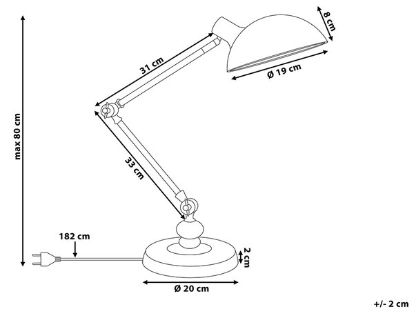 Bordslampa Svart Metall Justerbar Modern Lampskärm Beliani