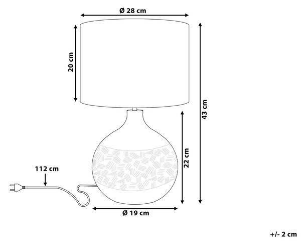 Bordslampa Koppar 43 cm Dekorativ Porslin Glamourbas Beliani