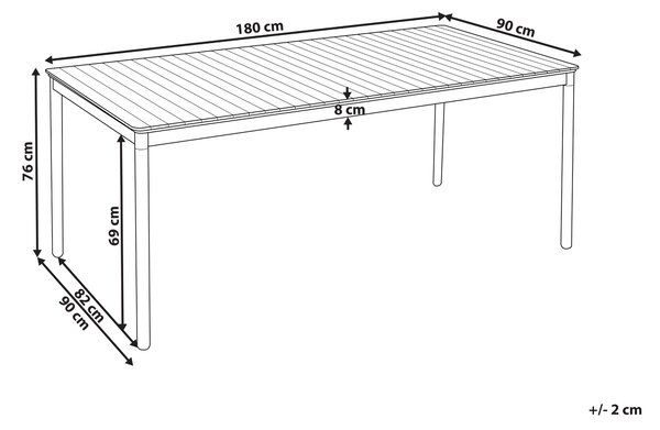 Trädgårdsmatbord Ljust Akaciaträ 180 x 90 cm för 6 Personer Utomhus Rektangulärt Rustik Stil Beliani