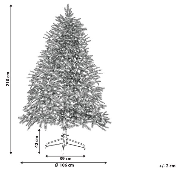 Konstgjord julgran Grön Syntet 210 cm Gångjärnsgrenar LED Fairy Lights Jul Högtid Beliani