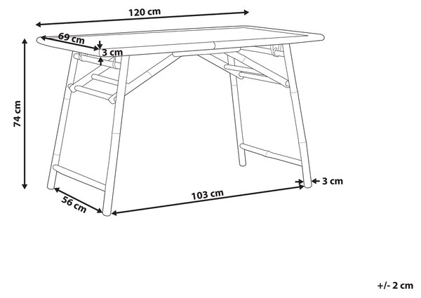 Trädgårdsbord Bambu Ljust Trä 120 x 70 cm Hopfällbart Utomhus Rektangulärt Naturlig Modern Boho Beliani